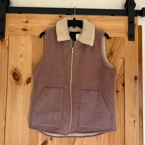 Sanctuary Mauve-Taupe Sherpa-Lined Vest with Cream Lining - Small - NWT